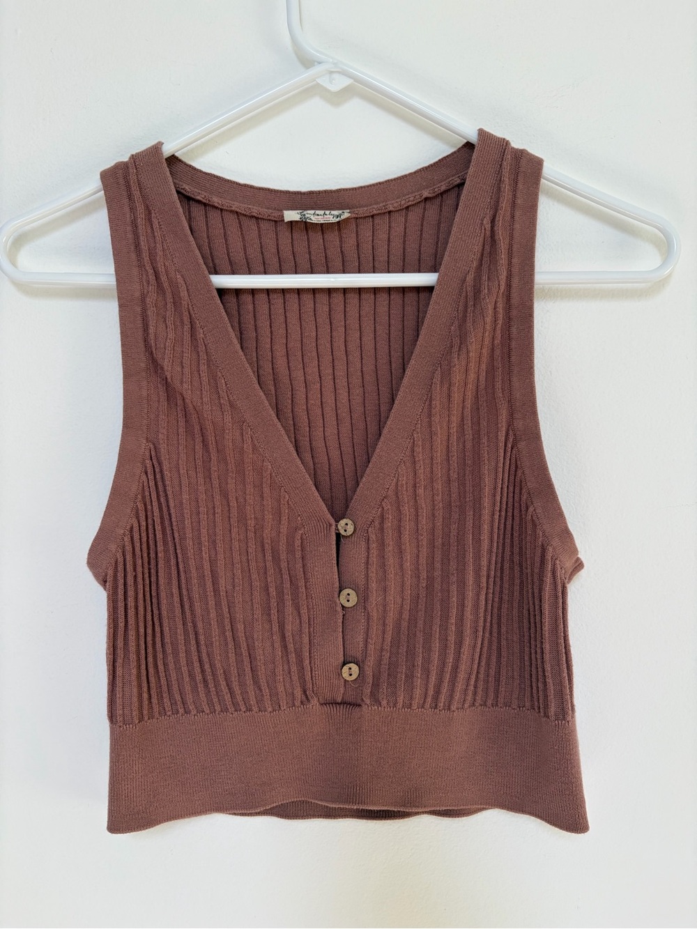 Intimately Free People Ribbed Sleeveless Cropped Top Light Brown Small
